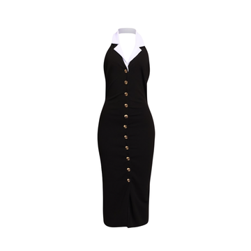 Seraphina Halter Collar Button-Front Midi Dress